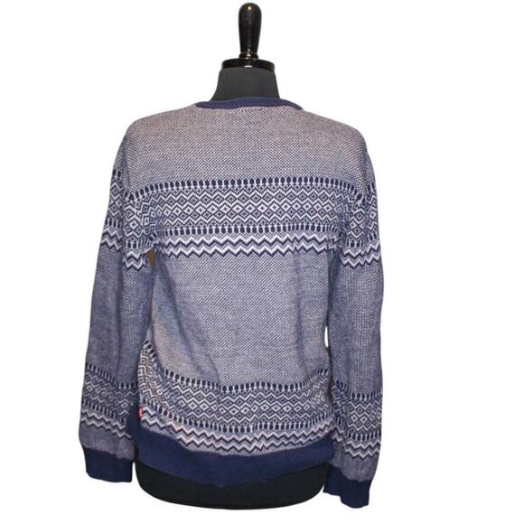 Levi's Crewneck Pullover Sweater Fair Isle Grandpa Cabin Winter Blue M - Picture 3 of 6